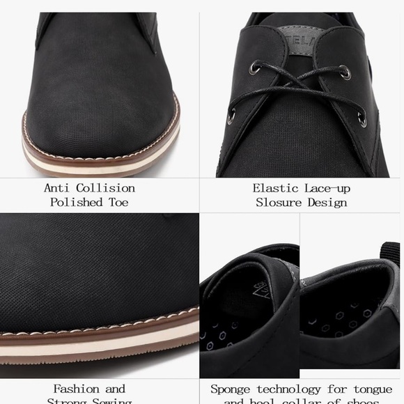 Men's Dress Shoes, Mens Oxford Shoes, Leather Stylish Lace-up Wingtip Brogues, - Picture 2 of 8